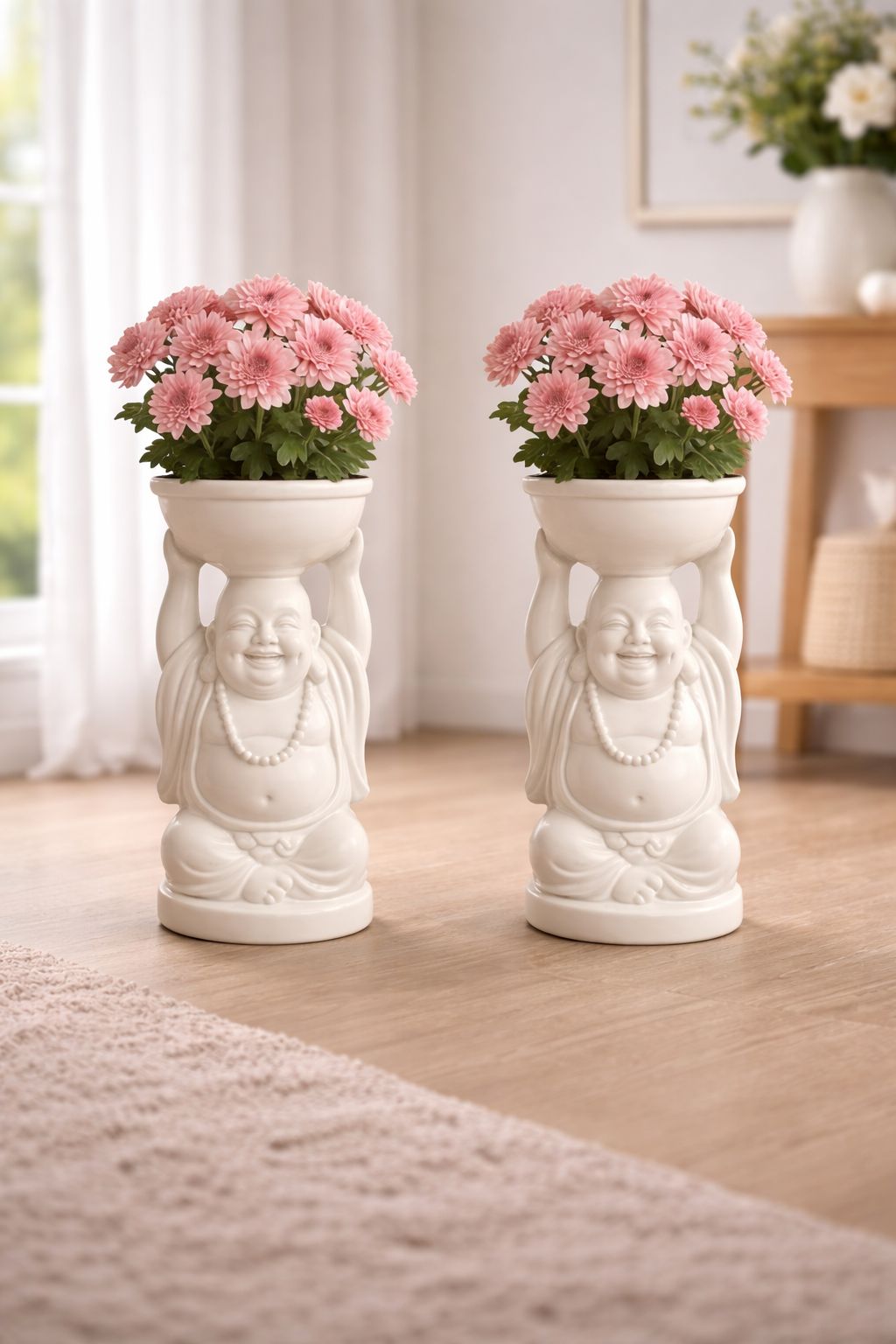 Decorative Buddha Statue Flower Planter (Set of 2)