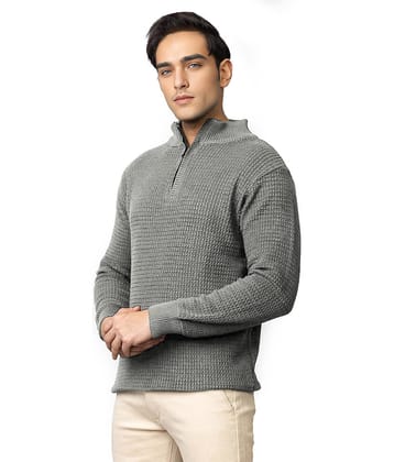 tysort Woollen Blend High Neck Men's Full Sleeves Pullover Sweater - Grey ( Pack of 1 )