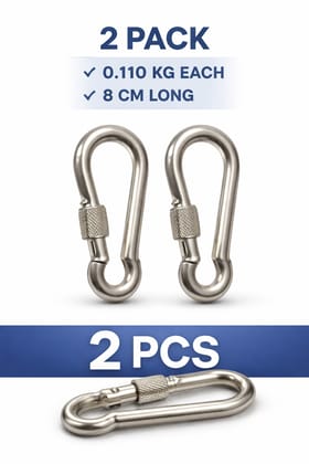 Carabiner Hook, Karabiner Clip, Locking Hook Clip, Keychain Clip Hook, Metal Spring Hook 110gm 2pieces Carabiner Hook, Karabiner Clip, Locking Hook Clip, Keychain Clip Hook, Metal Spring Hook 110gm 2pieces