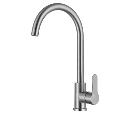 Single-Flow J Bend 360° Hot & Cold Brass Stainless Steel Kitchen Mixer Faucet Silver