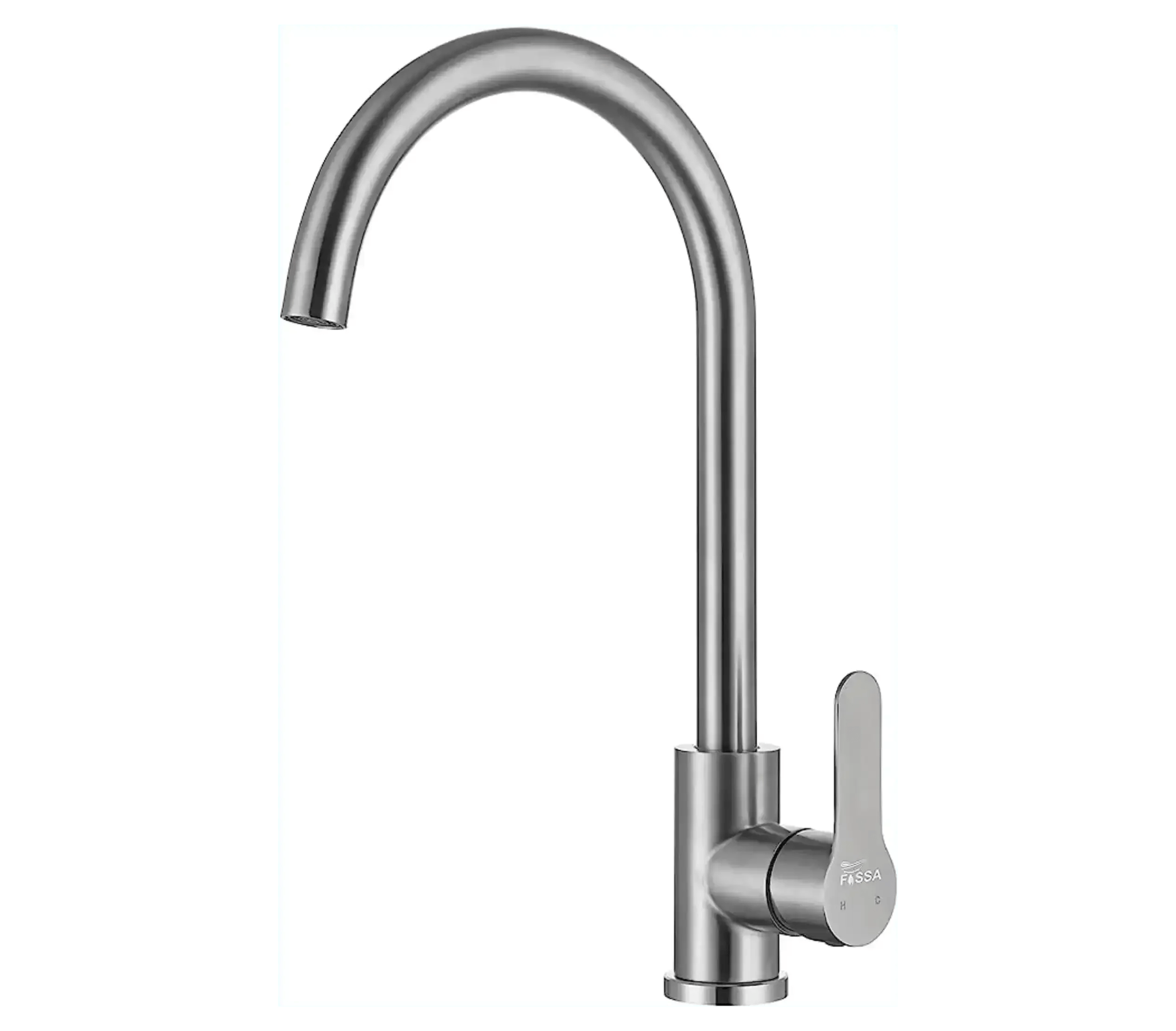 Single-Flow J Bend 360° Hot & Cold Brass Stainless Steel Kitchen Mixer Faucet Silver