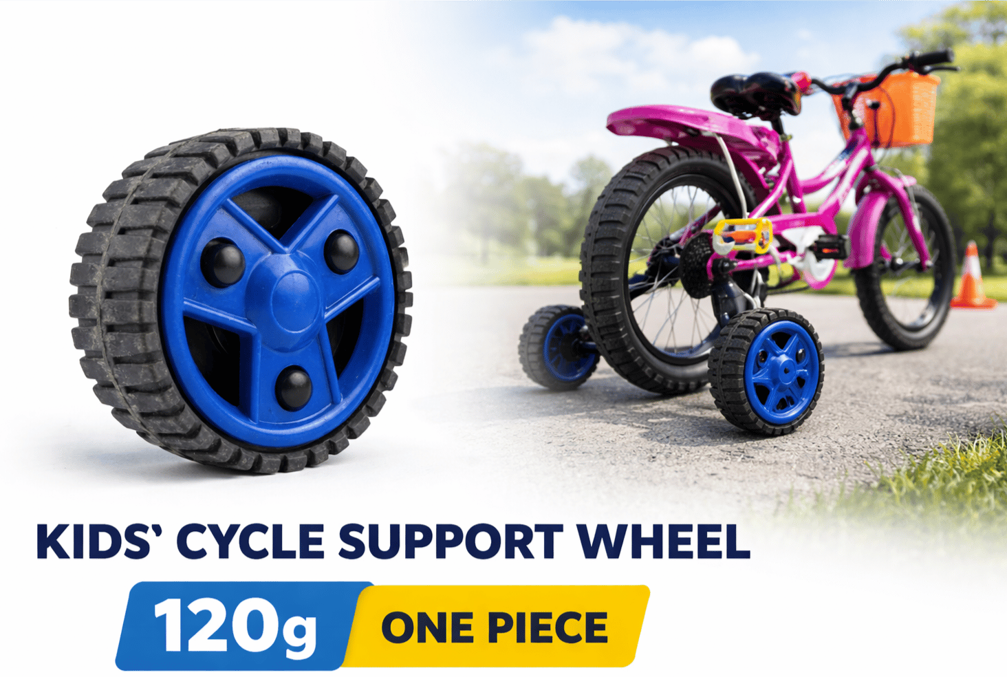 Kids Cycle Support Wheel, Bicycle Training Wheel, Cycle Side Wheel, Kids Balance Wheel, Support Tyre for Kids Cycle 240gm 2pieces