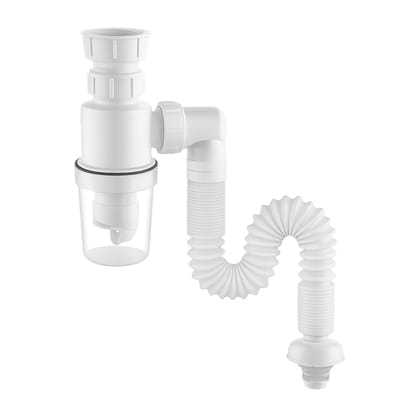 Flexible Kitchen Sink Pipe with Cup Trap  (White)