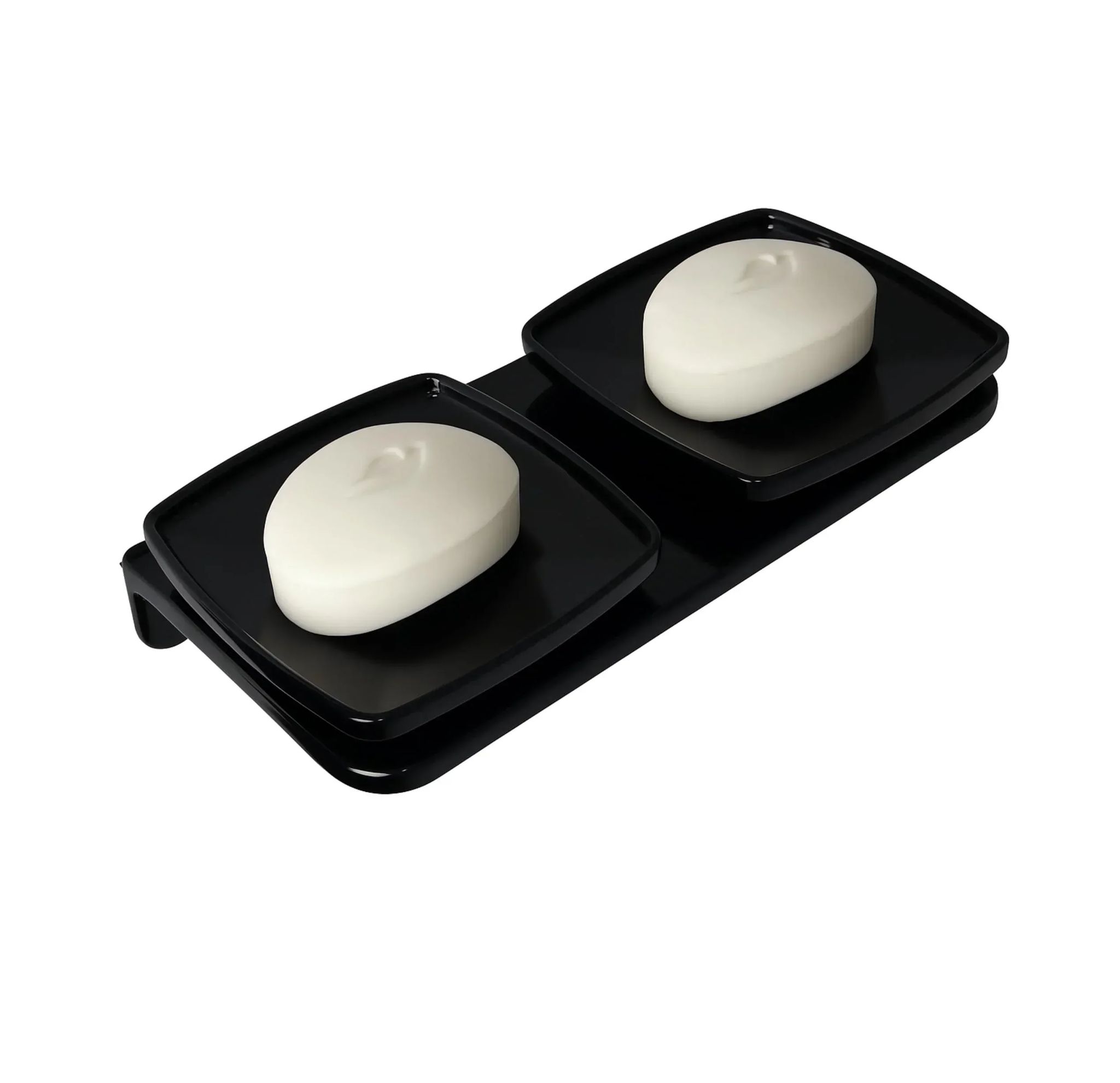 Black Double Soap Dish Unbreakable Abs Rectangular Ceramic Finish (RB-116)