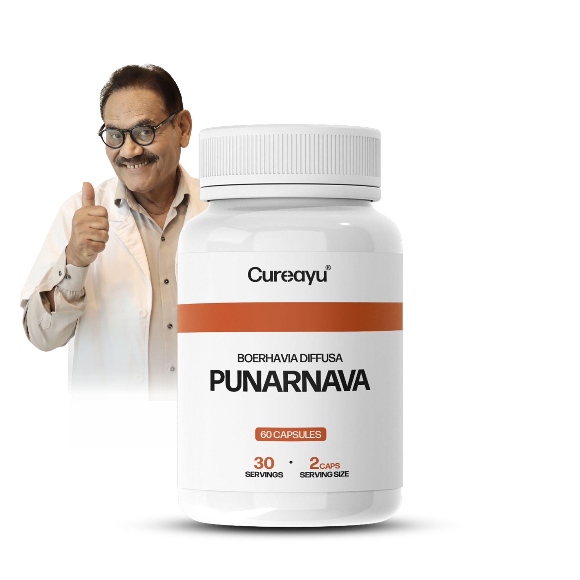 Cureayu Punarnava Capsules | Ayurvedic Support for Kidney Health, Detox & Fluid Balance