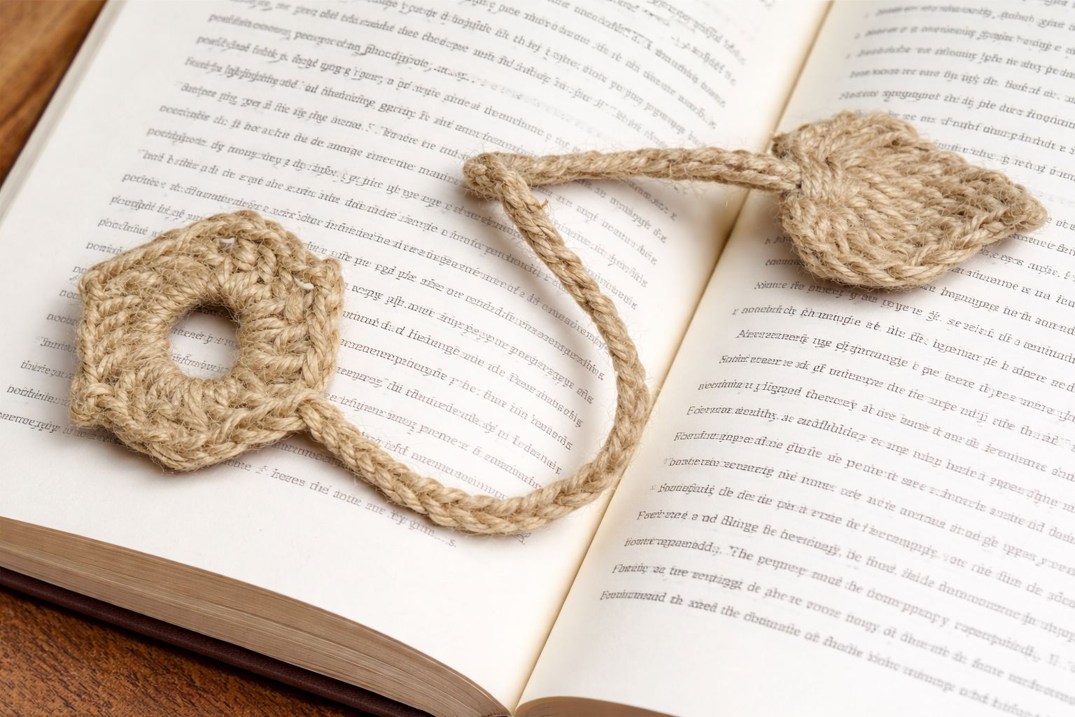 🌿 Handmade Jute Crochet Bookmark | Unique Hexagon & Leaf Design | Eco-Friendly