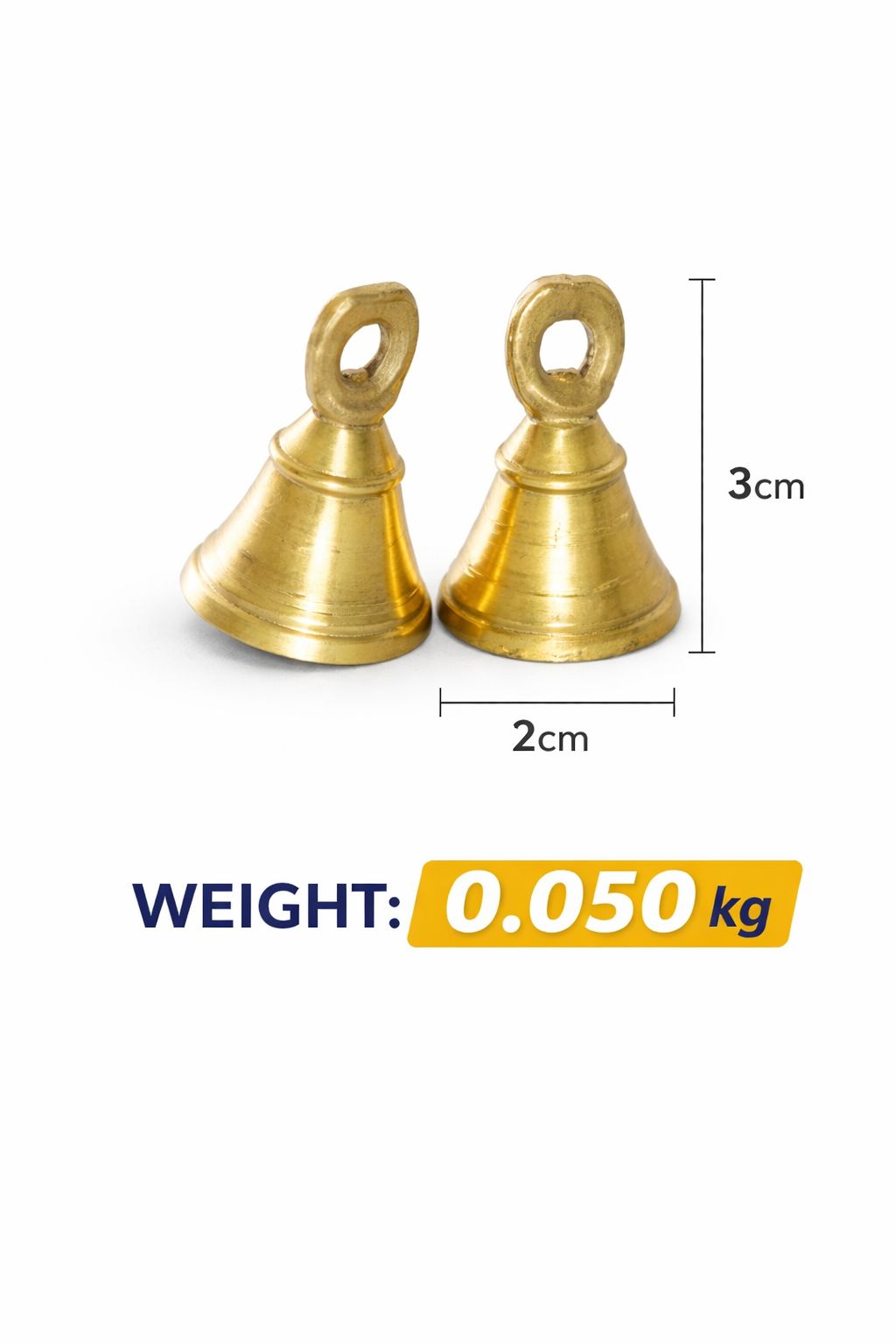 Mini Brass Bell, Small Ghanti, Decorative Bell, Puja Bell Set 50gm 2pieces 