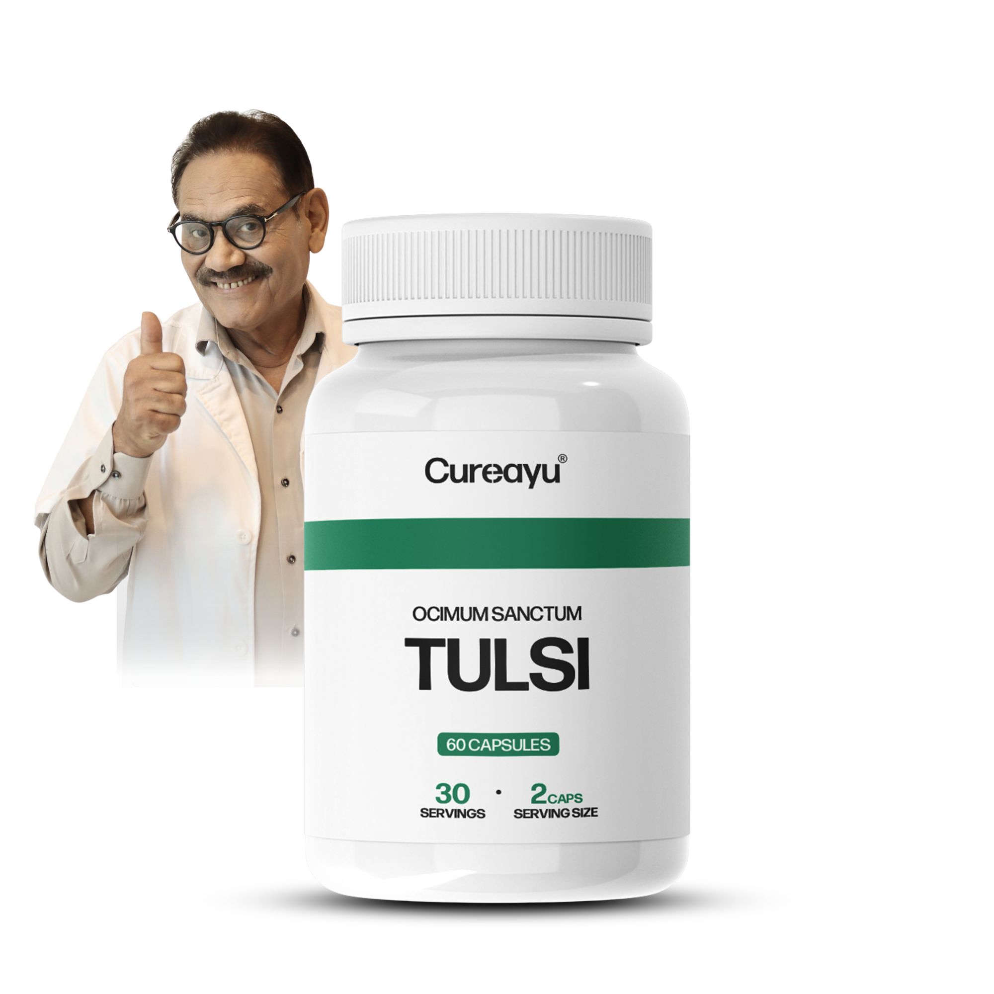 Cureayu Tulsi Capsules | Ayurvedic Immunity & Wellness Support | Reduces Stress