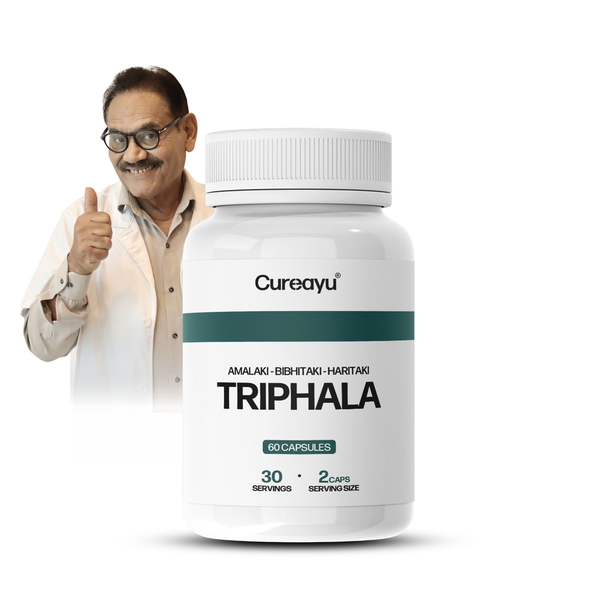 Cureayu Triphala Capsules | Support Healthy Digestion & Gentle Detox | Promote Overall Gut Wellness