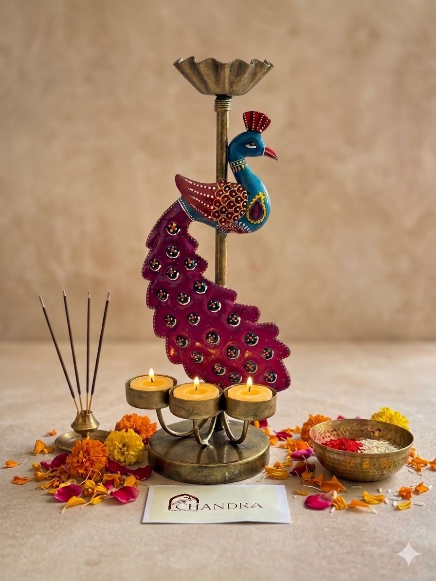 Handracfted Peacock Tea Light - Diya lamp 