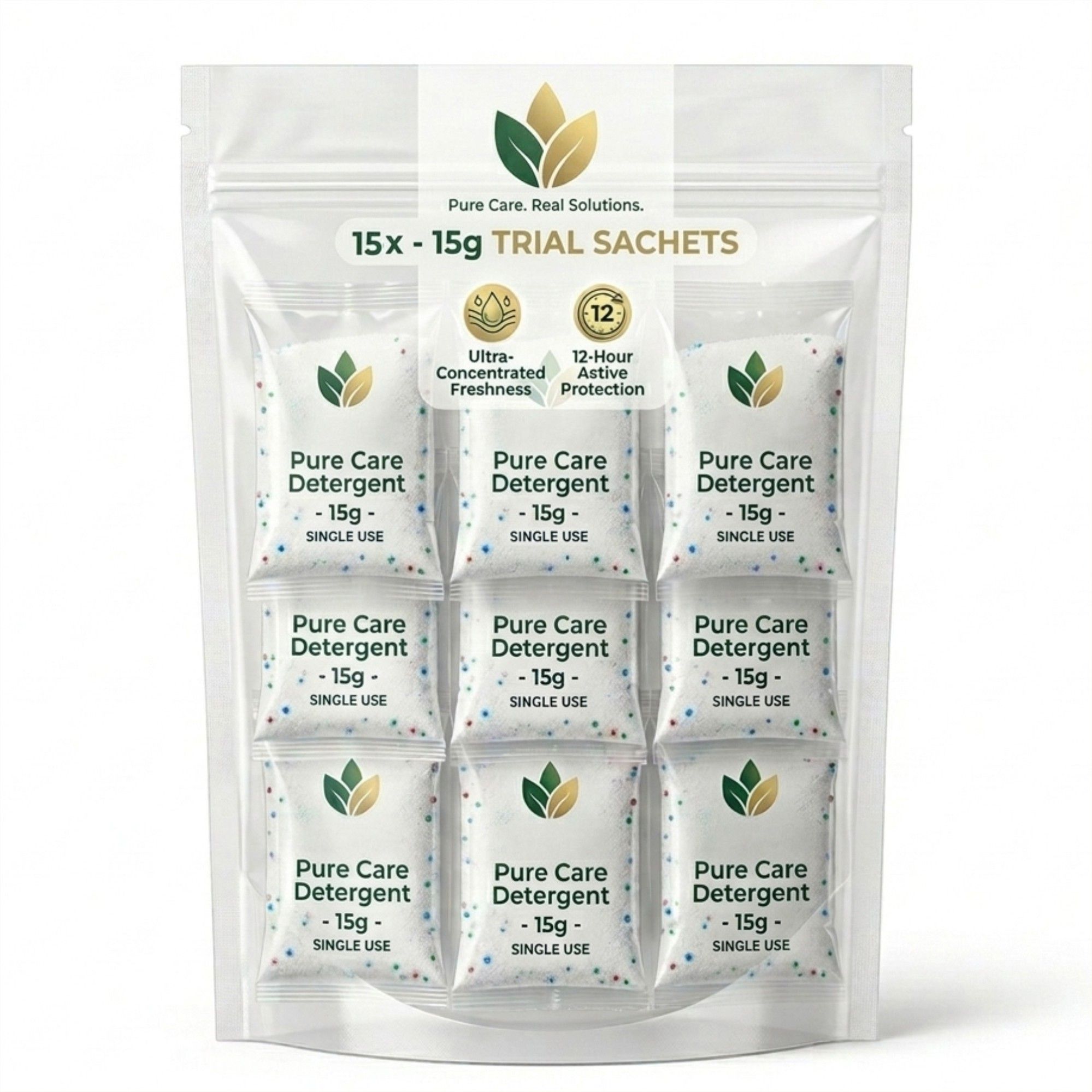 Ultra Premium Detergent Powder Mini Sachet For Travel, Small Family & PG/Hostel Use 15g – 15 Sachet - 225 g