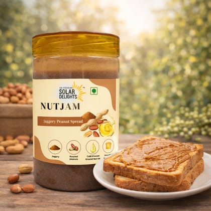 DR. RENGA'S SOLAR DELIGHTS Peanut Butter Crunchy Jaggery | NutJam Without Sugar Without Palm Oil | Healthy Jam for Kids | 400g