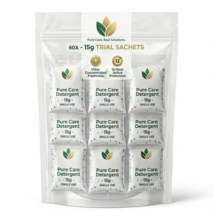 Ultra Premium Detergent Powder Mini Sachet For Travel, Small Family & PG/Hostel Use 15g – 60 Sachet - 900 g