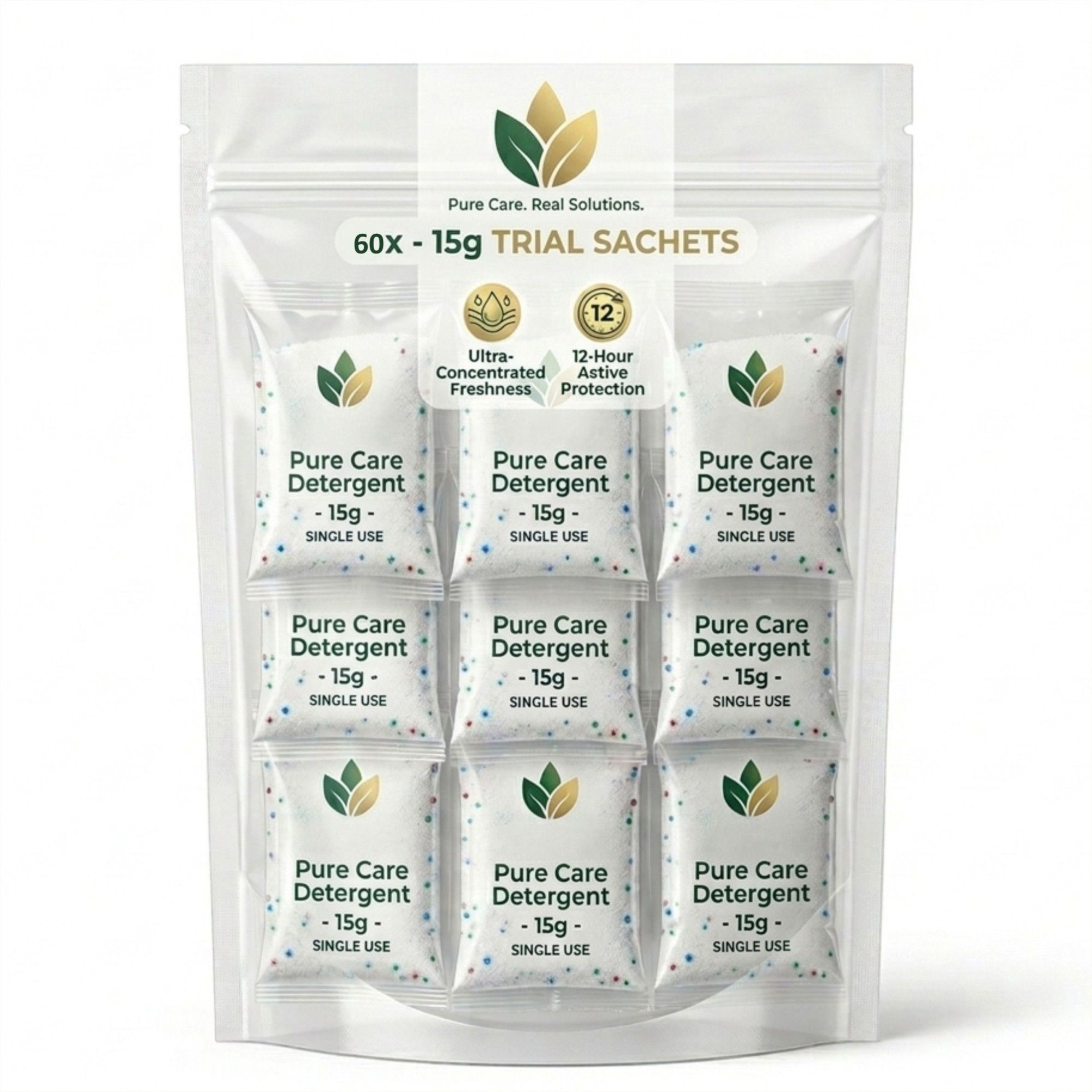 Ultra Premium Detergent Powder Mini Sachet For Travel, Small Family & PG/Hostel Use 15g – 60 Sachet - 900 g