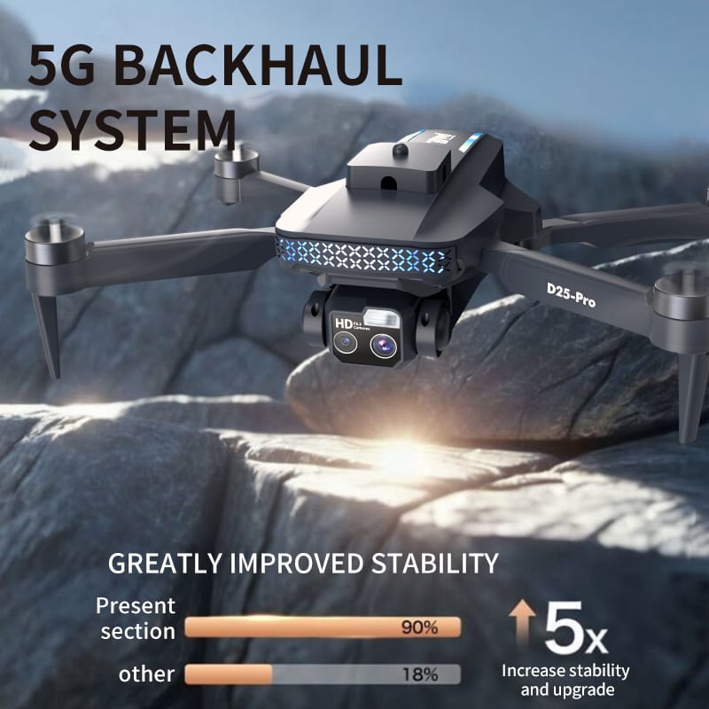 D25 Dowellin Drone 8K HD Dual Camera | GPS Smart Drone with Screen Remote | 8GB Memory Card | Foldable Drone