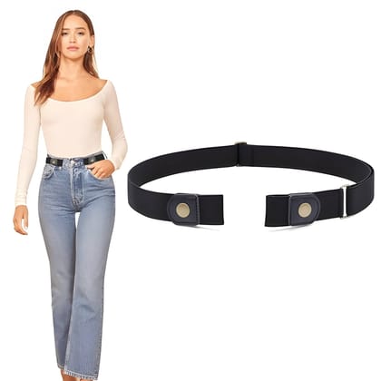 No Buckle Elastic Belt for Men & Women | Adjustable Stretch Waist Belt Without Buckle | Comfortable Invisible Waist Belt for Jeans, Trousers & Daily Wear