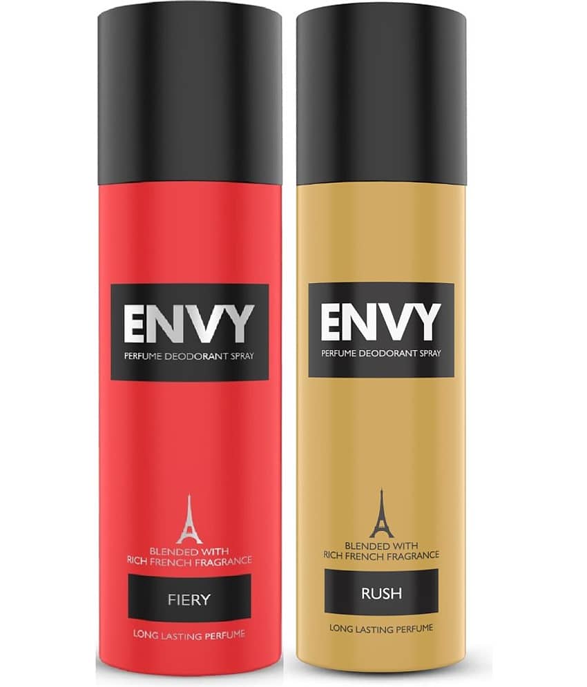 Envy Fiery Deo & Rush Deodorant Spray for Men 240 ml ( Pack of 2 )
