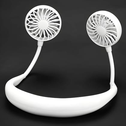 Portable Neckband Fan with Light | USB Rechargeable Hands-Free Wearable Neck Fan | Mini Hanging Cooling Fan with Strong Airflow & Quiet Operation for Kitchen, Travel, Outdoor & Office