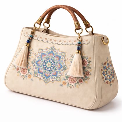 Bohemian Embroidered Canvas Handbag with Tassels