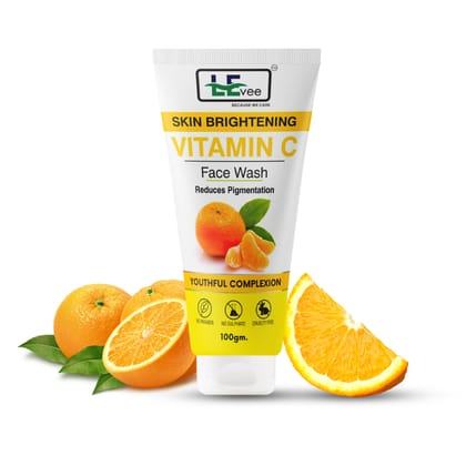 LEvee Vitamin C Face Wash | Skin Brightening Pigmentation Removal Cleanser with Orange Enzymes | For Glowing Skin & Dark Spot Correction | 100ml