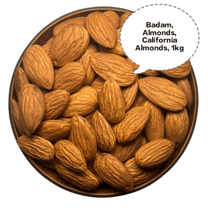 Badam, Almonds, California Almonds, Premium Badam, Dry Fruits Almonds 1kg