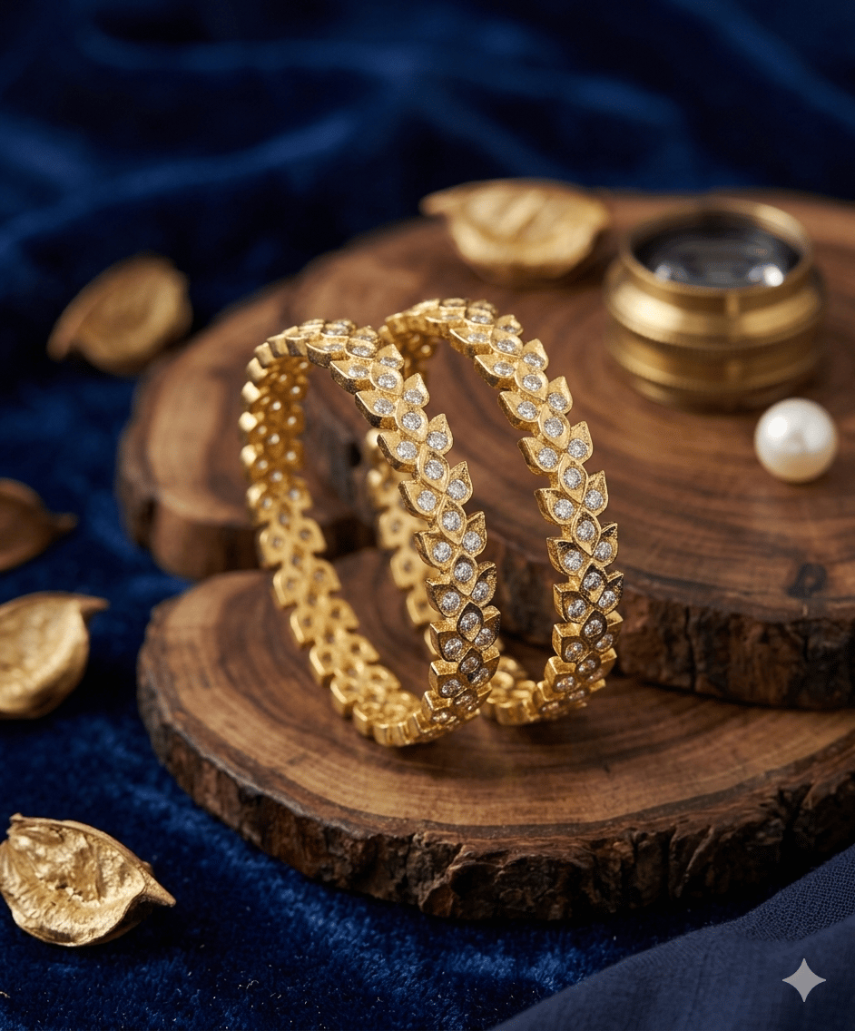 The Flora Radiance Leaf Kada (Set of 2)