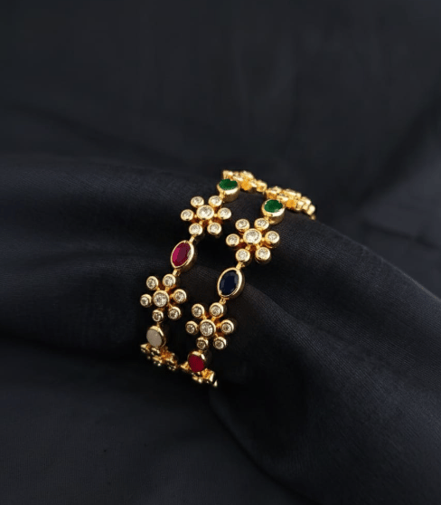 Navratna Blossom Kada (Set of 2)