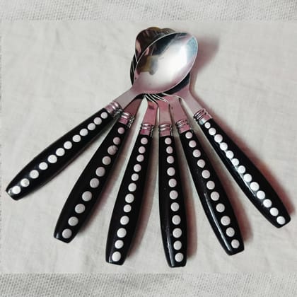 Spoon Set 6-Piece Designer Spoons with Dotted Grip – Modern Kitchen Essential