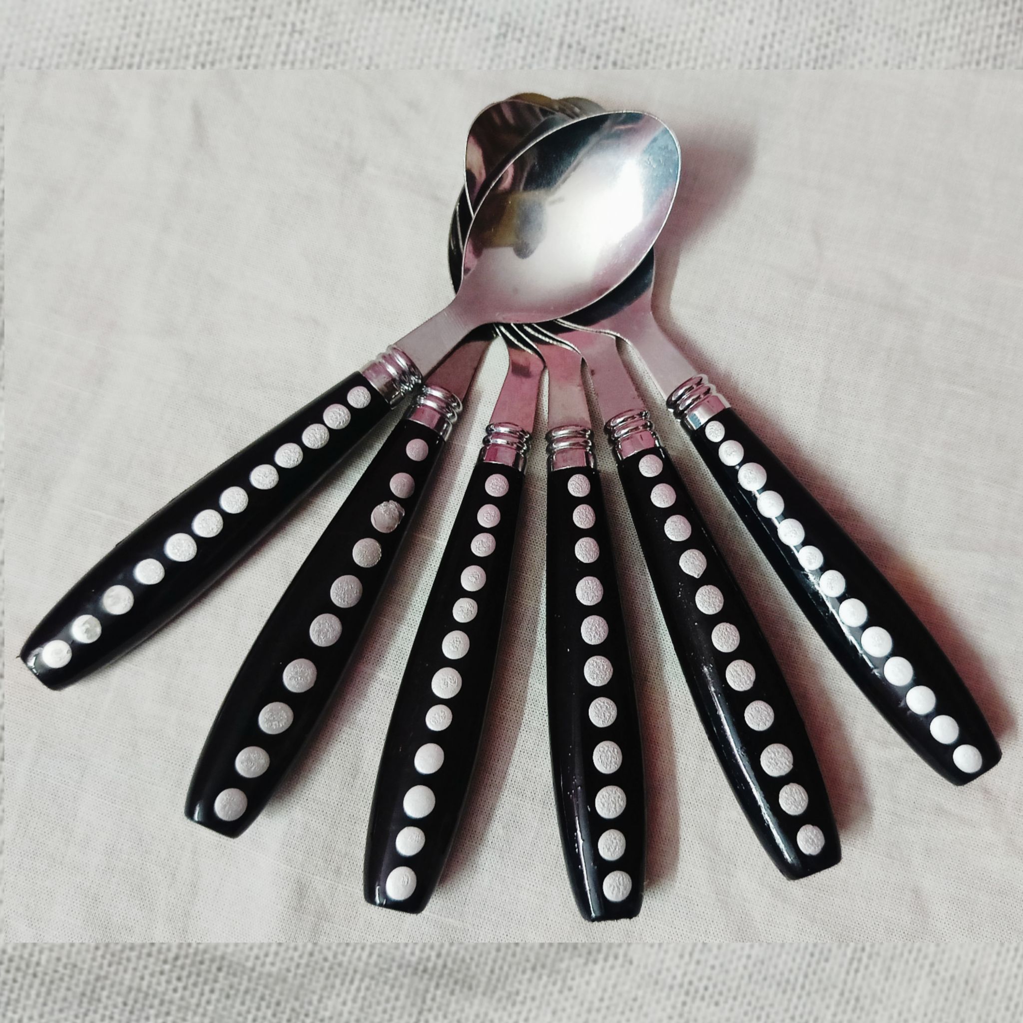 Spoon Set 6-Piece Designer Spoons with Dotted Grip – Modern Kitchen Essential