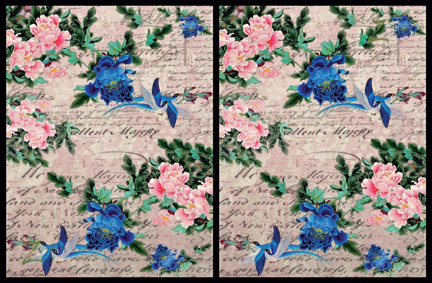 Brand Zero Luxury Speciality Decoupage Paper - Blue Bird