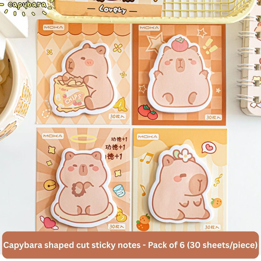 Cute Capybara Sticky Notes (30 Sheets) – Kawaii Animal Memo Pads, Die-Cut Cartoon Notepad for Journaling, Study Notes, Office & Gifts