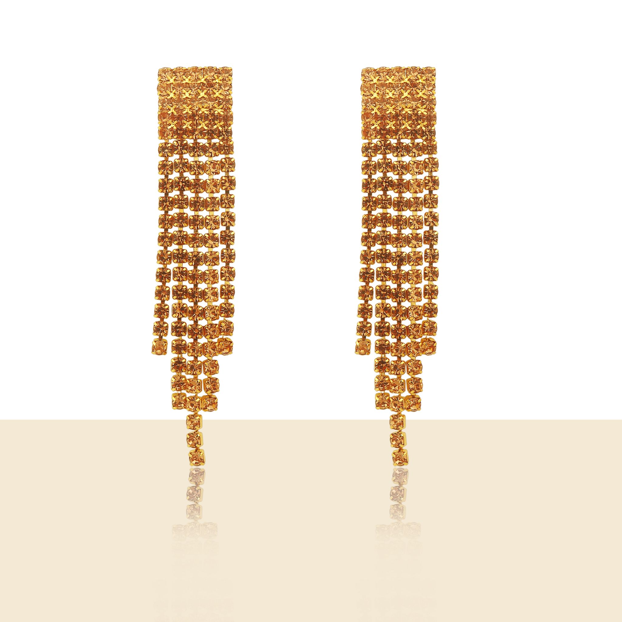 Gold Plated American Diamond Designer Stud Earrings for Women & Girls