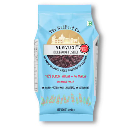 The GudFood Co VUGVUGI Durum Wheat Beetroot Fusilli Pasta, No Maida, High Protein