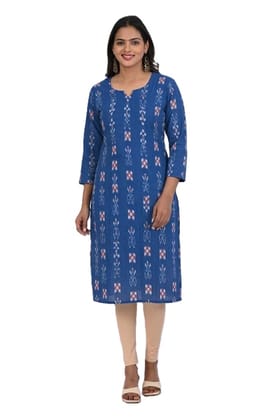 GHL GUENDICHA HAAT Sambalpuri Certified Handloom Women's Pure Cotton Roundneck Kurta