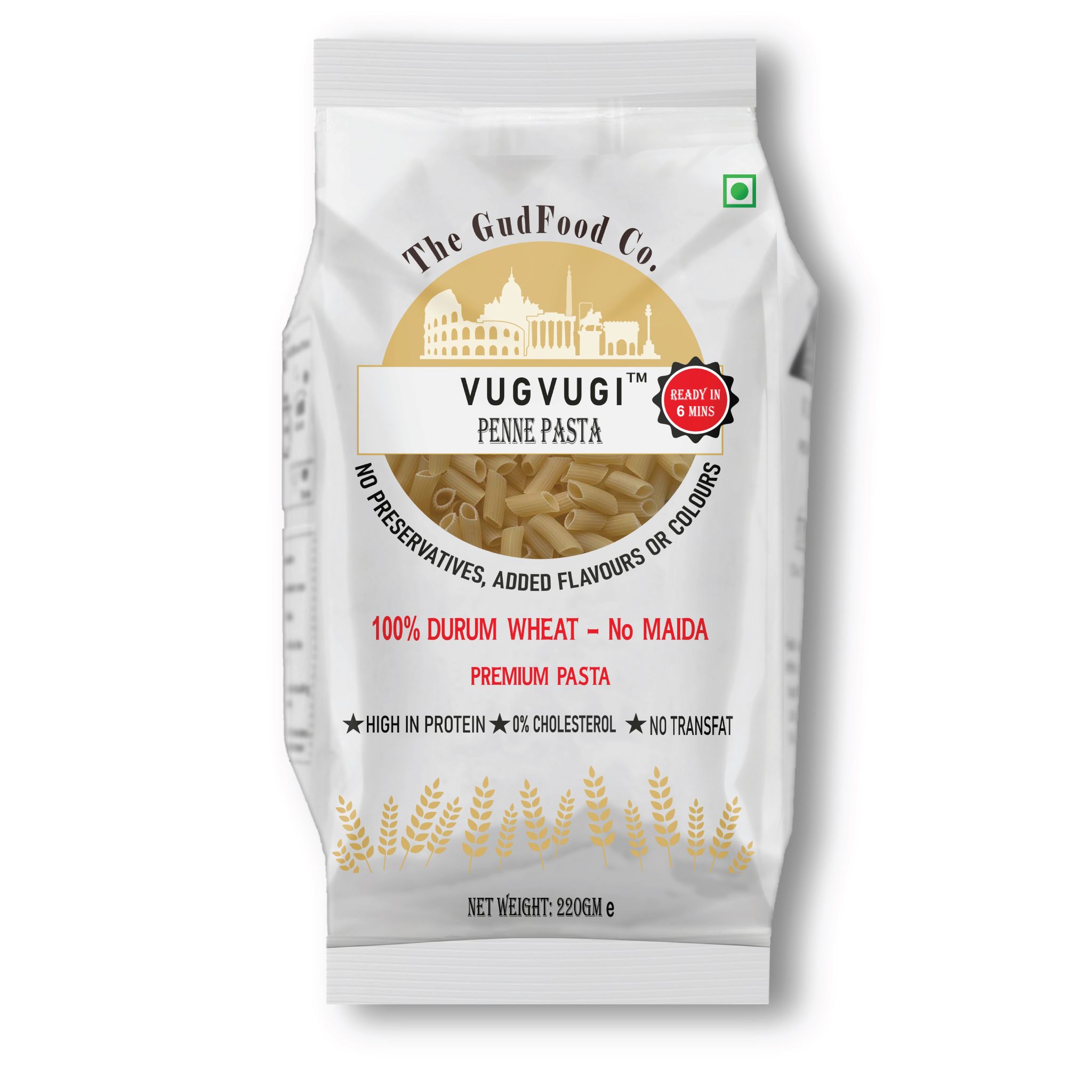 The GudFood Co VUGVUGI Durum Wheat Penne Pasta, No Maida, High Protein