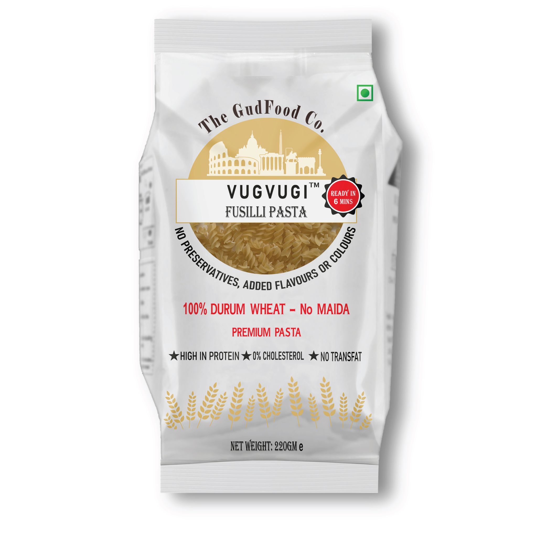 The GudFood Co VUGVUGI Durum Wheat Fusilli Pasta