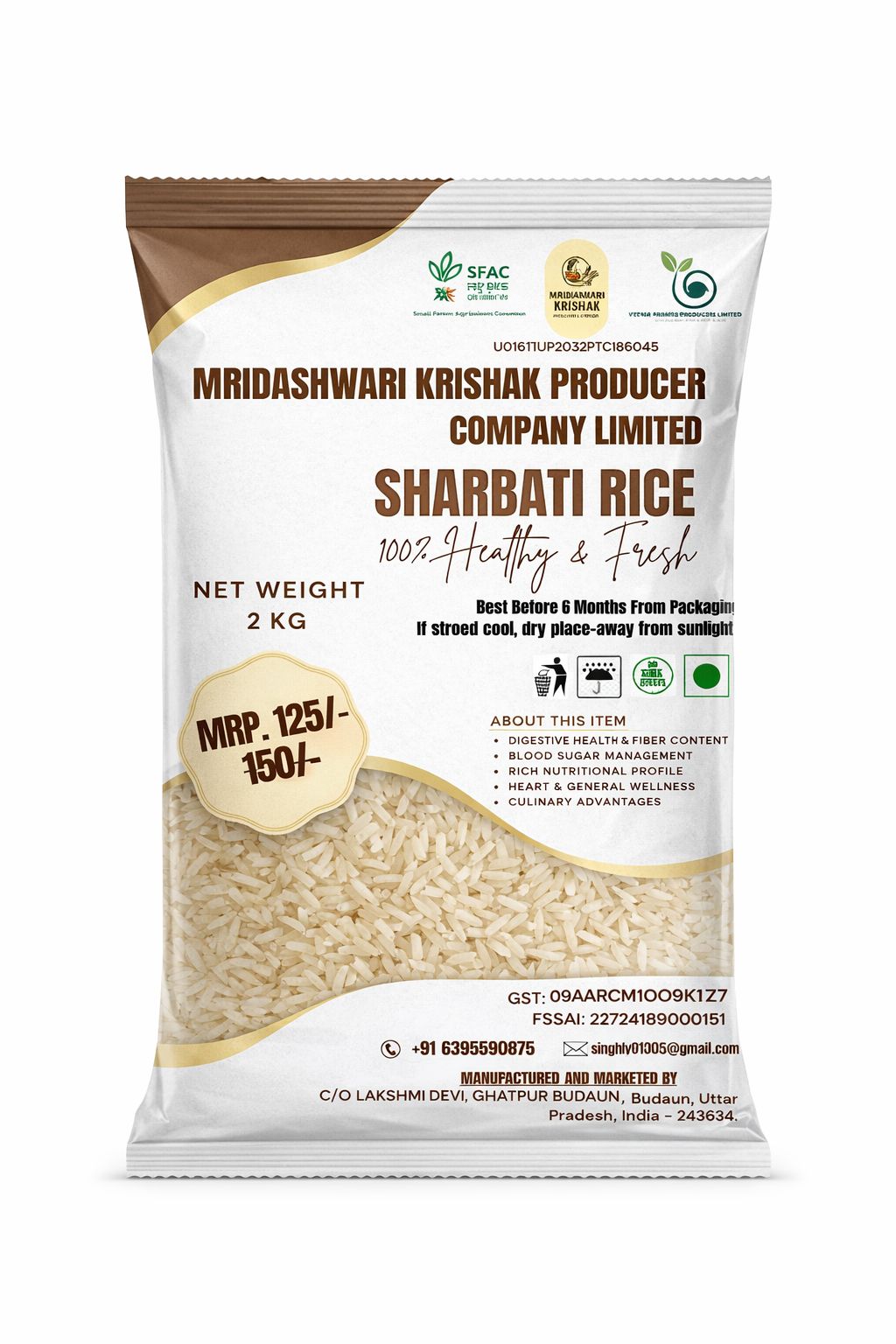 Mridashwari Krishak Sharbati Rice 2kg