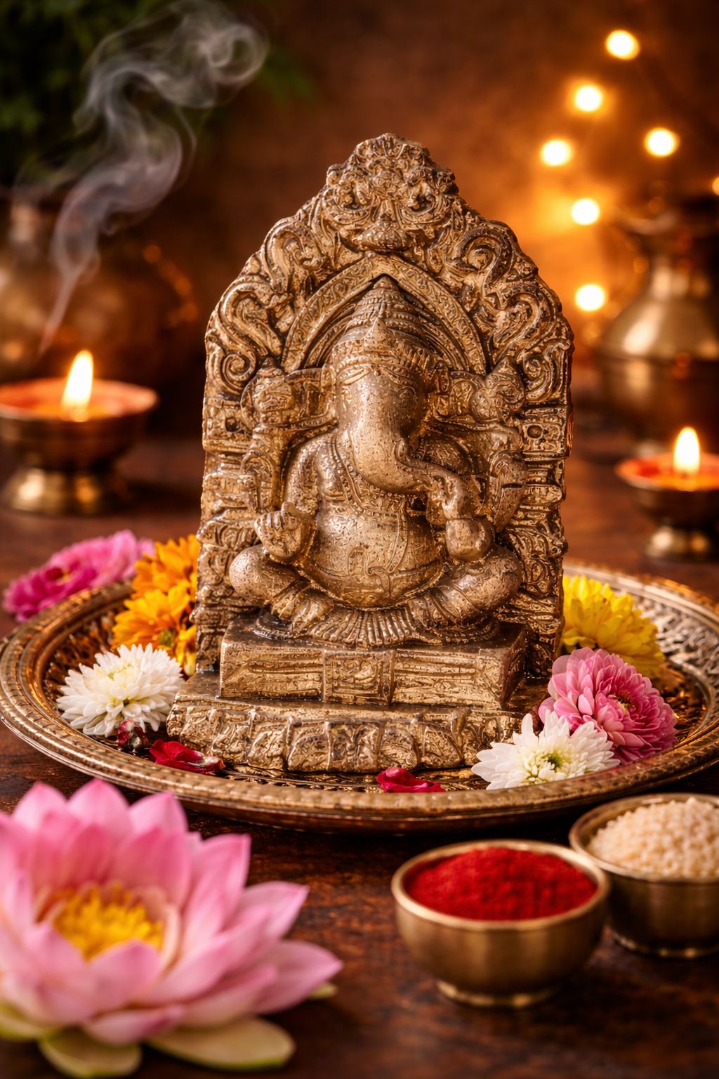 Eco-Friendly Cow Dung Ganesha Idol – Handcrafted Natural Ganpati for Pooja & Decor