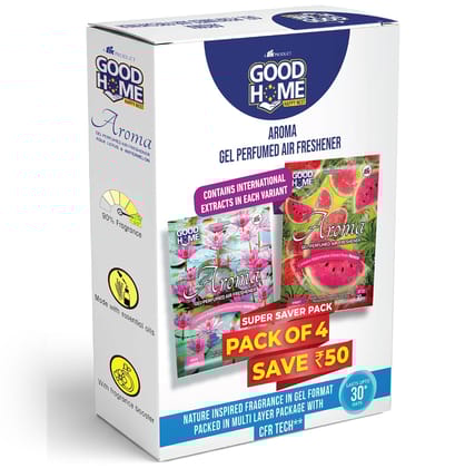 Good Home Aroma Gel Perfumed Air Freshener Bathroom Air Freshener 10gx4 | Internationally Loved Fragrances for Car |Lasts up to 30 days | Germ Protection for Bathroom, Toilet, Home & Office