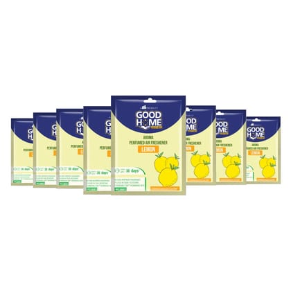 Good Home Air Freshener Aroma|Long Lasting Premium Fragrance Booster |Skin Friendly for Home/Office/Bathrom (Lemon,Pack of 8, 10g x 8)