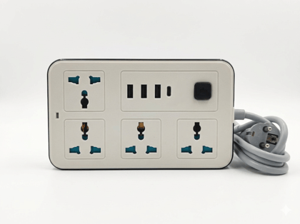 Universal Multi-Plug Extension Board with 3 USB Ports & Type-C PD Port (2.1A Fast Charging, Master Switch) Universal Multi-Plug Extension Board with 3 USB Ports & Type-C PD Port (2.1A Fast Charging, Master Switch)