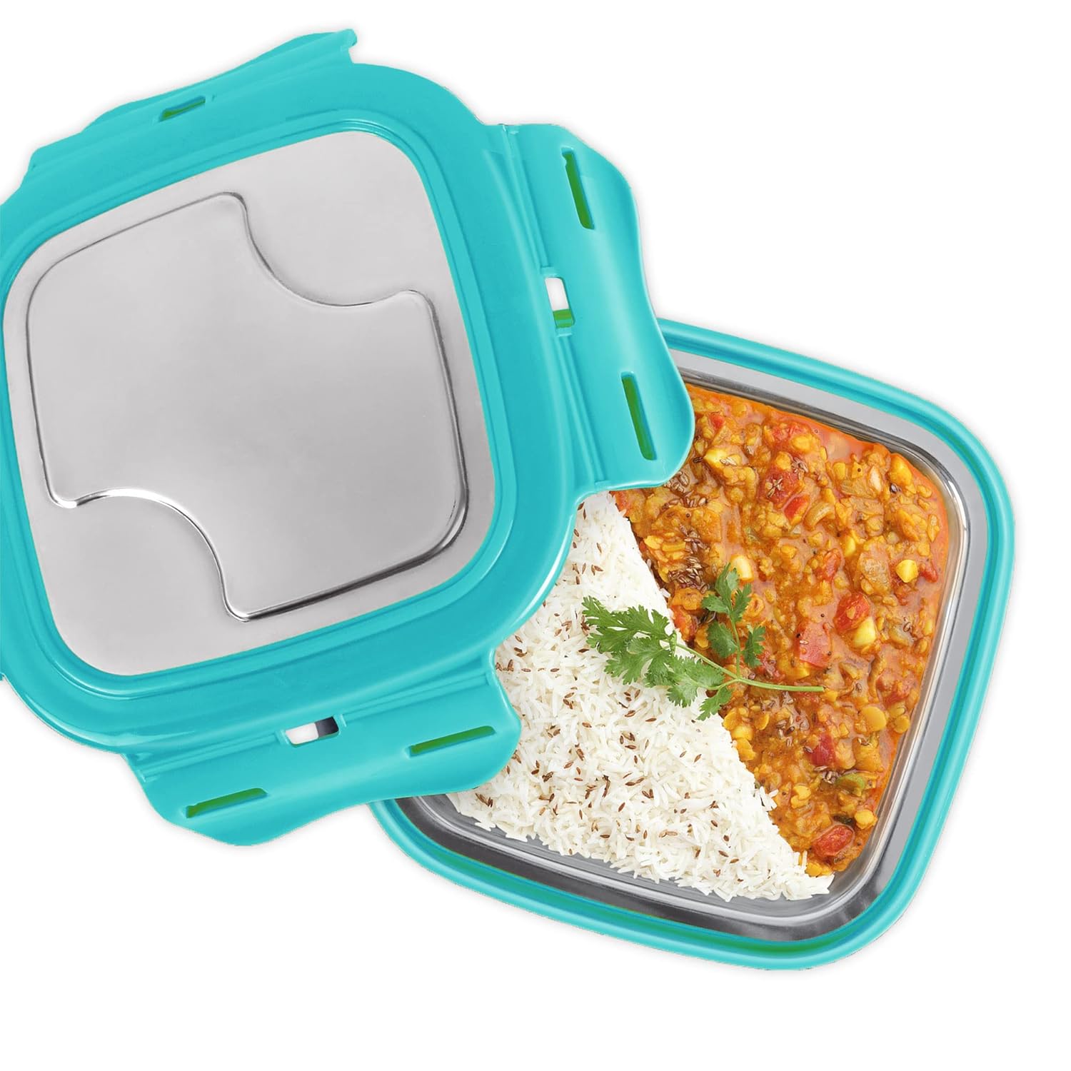 MILTON Robust 300 Stainless Steel Tiffin Box with 4 Side Lock Lid, 302 ml | Food Grade | Air Tight | Easy to Carry | Leak Proof