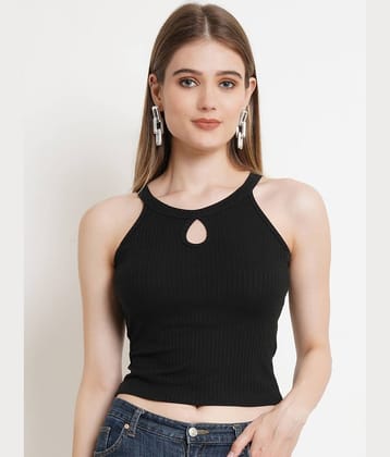 POPWINGS Women's Polyester Regular Top ( Black )