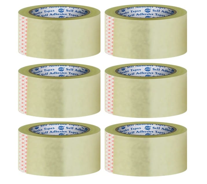 ApexSelf Adhesive Transparent Cello Tape - 65 Meters in Length - 48mm / 2" Width - 6 Rolls Per Pack - BOPP Industrial Packaging Tape for E-Commerce Box Packing, Office and Home use