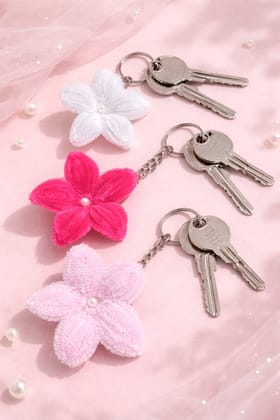 Plush Flower Keychain Set 3 Piece