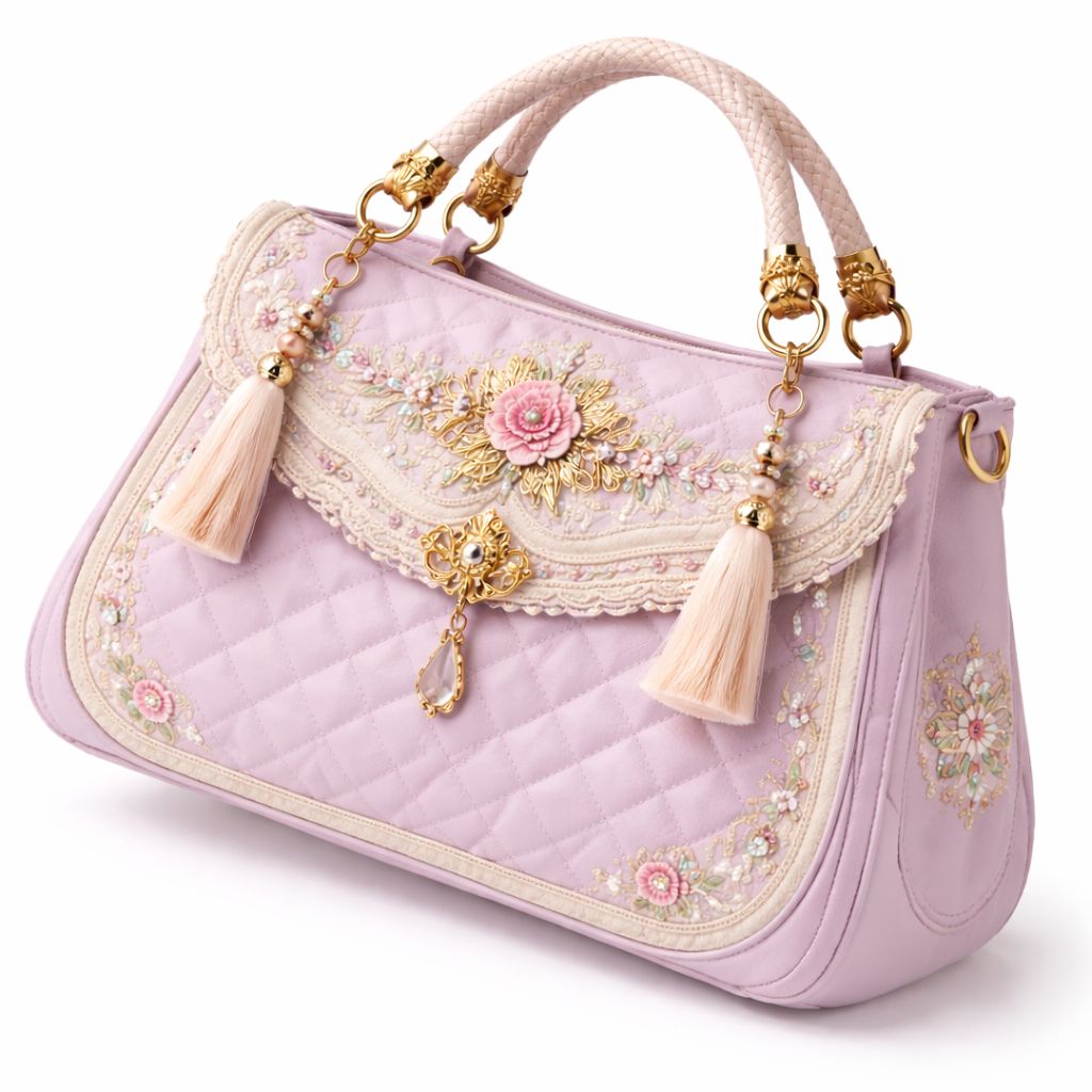 Elegant Embroidered Quilted Floral Handbag
