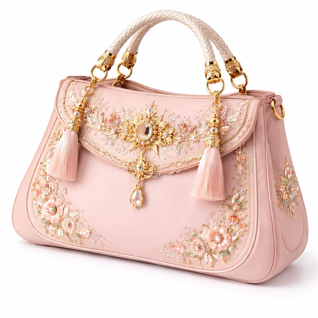 Elegant Embroidered Floral Embellished Ladies Handbag