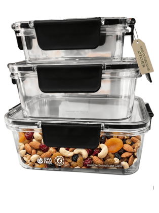 Feel Fresh Airtight Food Storage Container Set - 3 Piece Stackable BPA-Free Kitchen Organizer Box with Easy-Lock Lids (Clear, Unbreakable Plastic) Feel Fresh Airtight Food Storage Container Set - 3 Piece Stackable BPA-Free Kitchen Organizer Box with Easy-Lock Lids (Clear, Unbreakable Plastic)