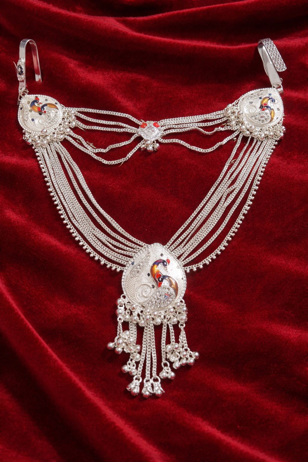 Traditional Indian Peacock Design Oxidized Silver Waist Belt Kamarband