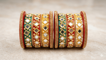 Multicolor Designer Mirror Work Bangles Set